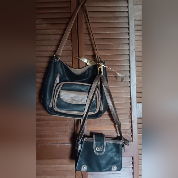 Multisac Handbags - 2 Piece Set MultiSac Stylish Black and Tan Women's Bag